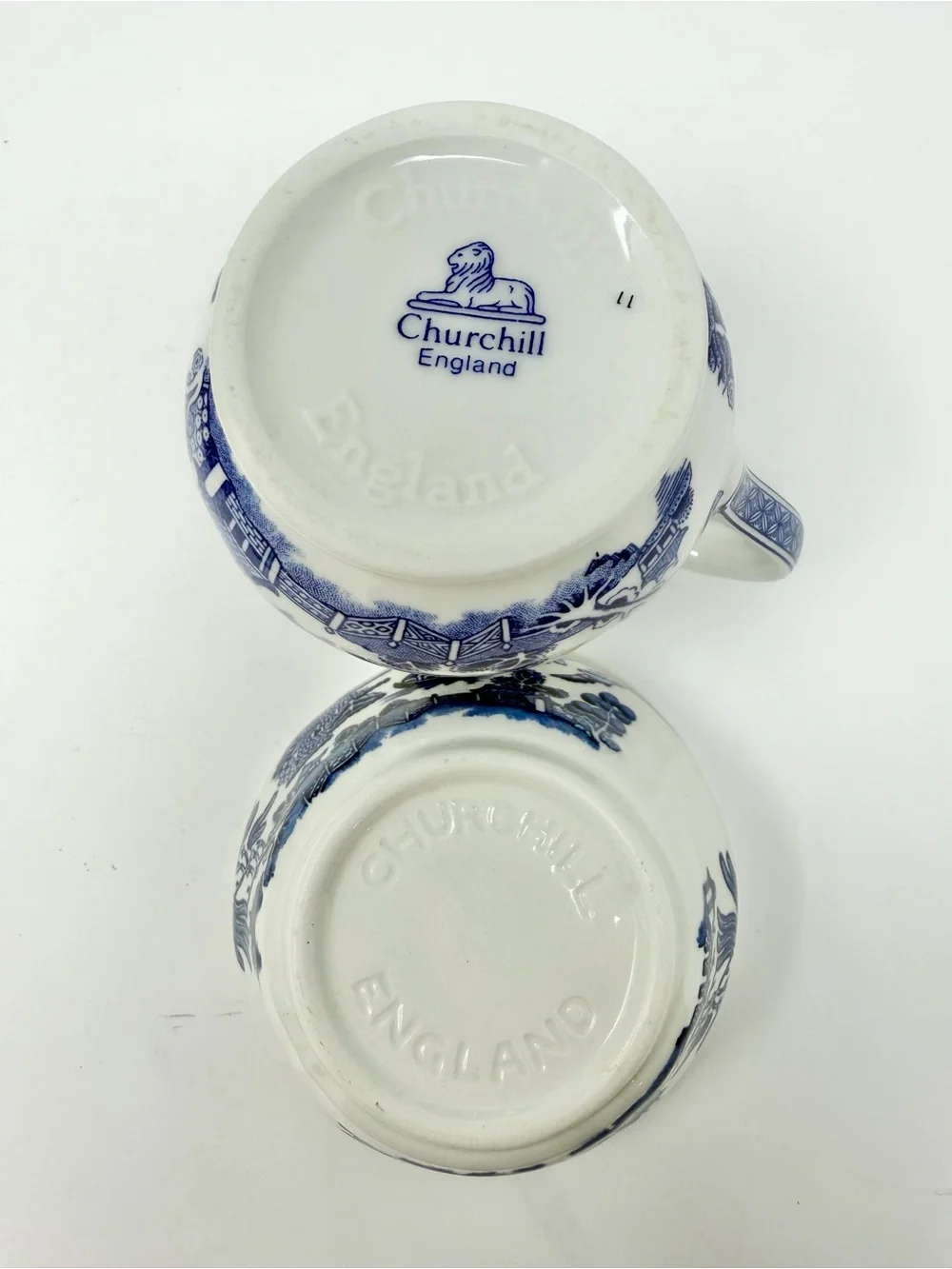 NWT Churchill England Blue Willow Sugar and Creamer Set Vintage
